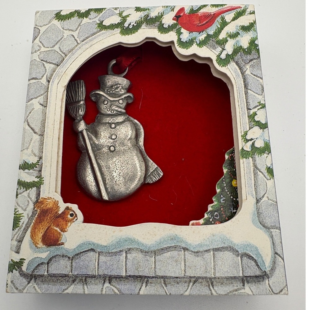 Lindsay Claire Designs Fine Pewter Snowman Ornament With Broom Christmas Holiday